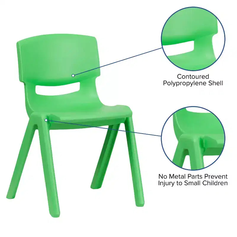 Sedia impilabile in plastica per scuola Emma e Oliver, confezione da 5, altezza seduta 39,4 cm