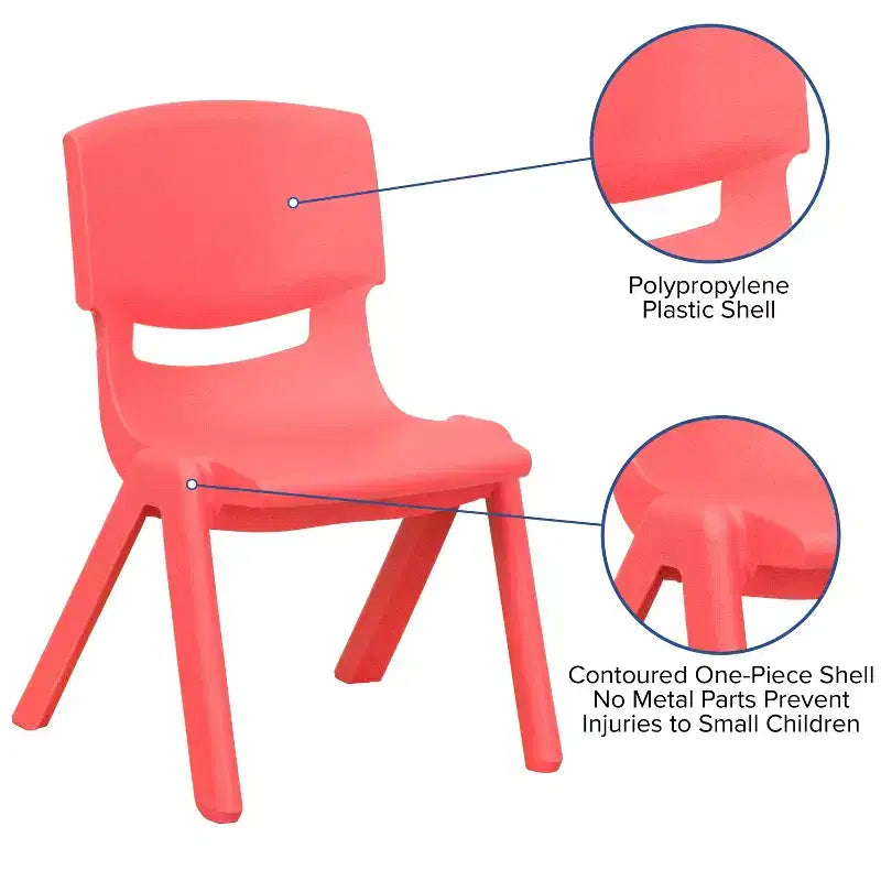 Sedia impilabile in plastica per scuola Emma e Oliver, confezione da 5, altezza seduta 39,4 cm