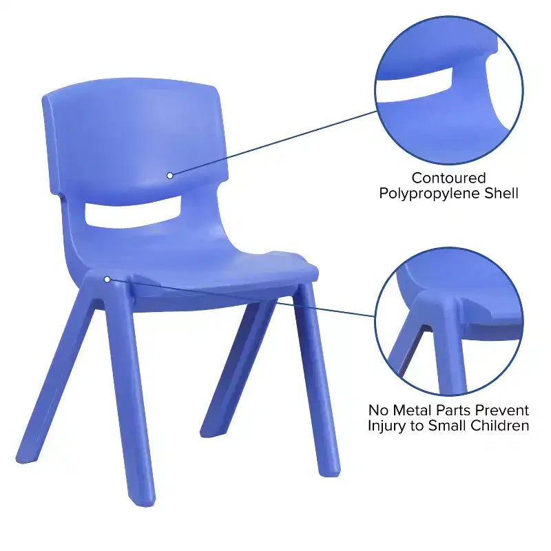 Sedia impilabile in plastica per scuola Emma e Oliver, confezione da 5, altezza seduta 39,4 cm