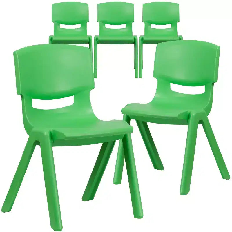Emma and Oliver 5 Pack Plastic Stackable School Chair with 15.5 Seat Height