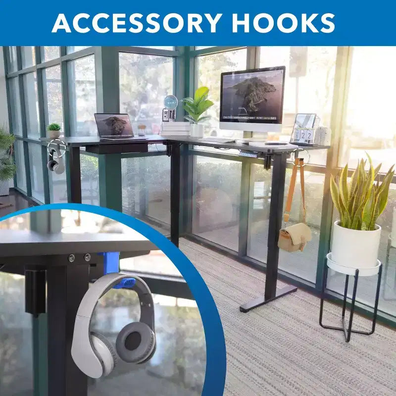 Mount-It! Grande scrivania angolare elettrica regolabile in altezza, scrivania automatica sit-stand con regolazione fluida ed ergonomica dell'altezza da 71,9 a 118,1 cm
