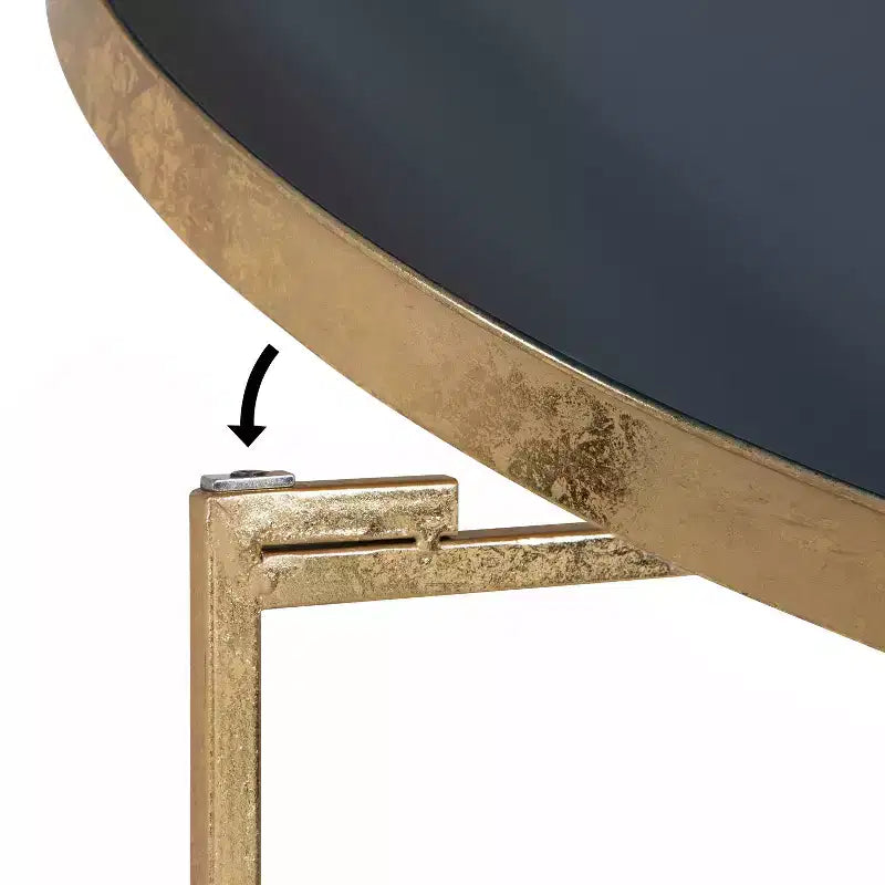 Tavolino da caffè rotondo in metallo Kate e Laurel Celia, 28,25x28,25x19, blu navy e oro