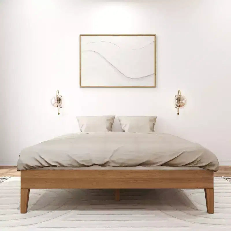 Struttura letto a piattaforma matrimoniale in legno massello Plank+Beam