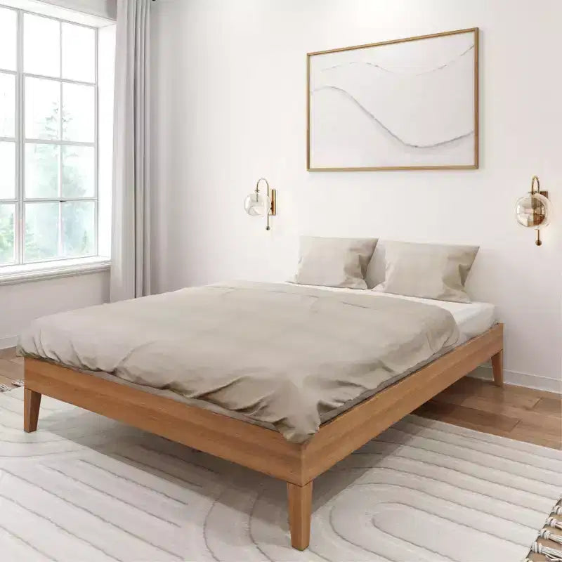 Struttura letto a piattaforma matrimoniale in legno massello Plank+Beam