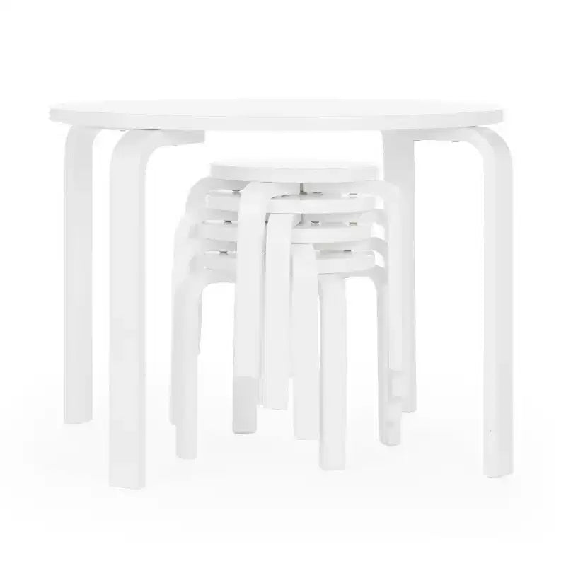 Set tavolo e sedie per bambini Nordic di Guidecraft: Tavolo rotondo in legno per attività per bambini con 4 sgabelli, ideale per camerette e aule scolastiche