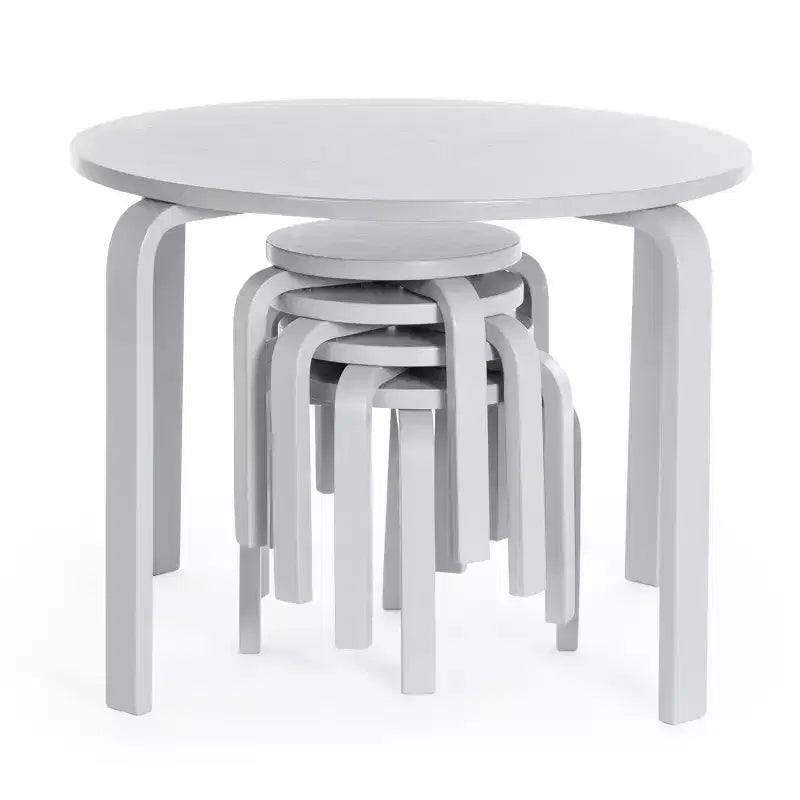 Set tavolo e sedie per bambini Nordic di Guidecraft: Tavolo rotondo in legno per attività per bambini con 4 sgabelli, ideale per camerette e aule scolastiche