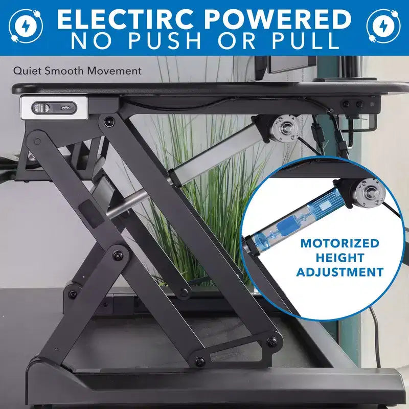 Mount-It! Convertitore da scrivania elettrico con braccio doppio monitor, rialzo motorizzato da scrivania per due schermi fino a 32 pollici