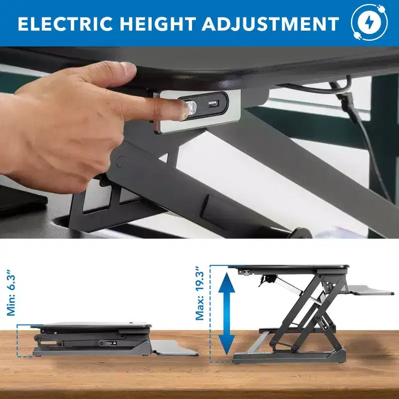 Mount-It! Convertitore da scrivania elettrico con braccio doppio monitor, rialzo motorizzato da scrivania per due schermi fino a 32 pollici