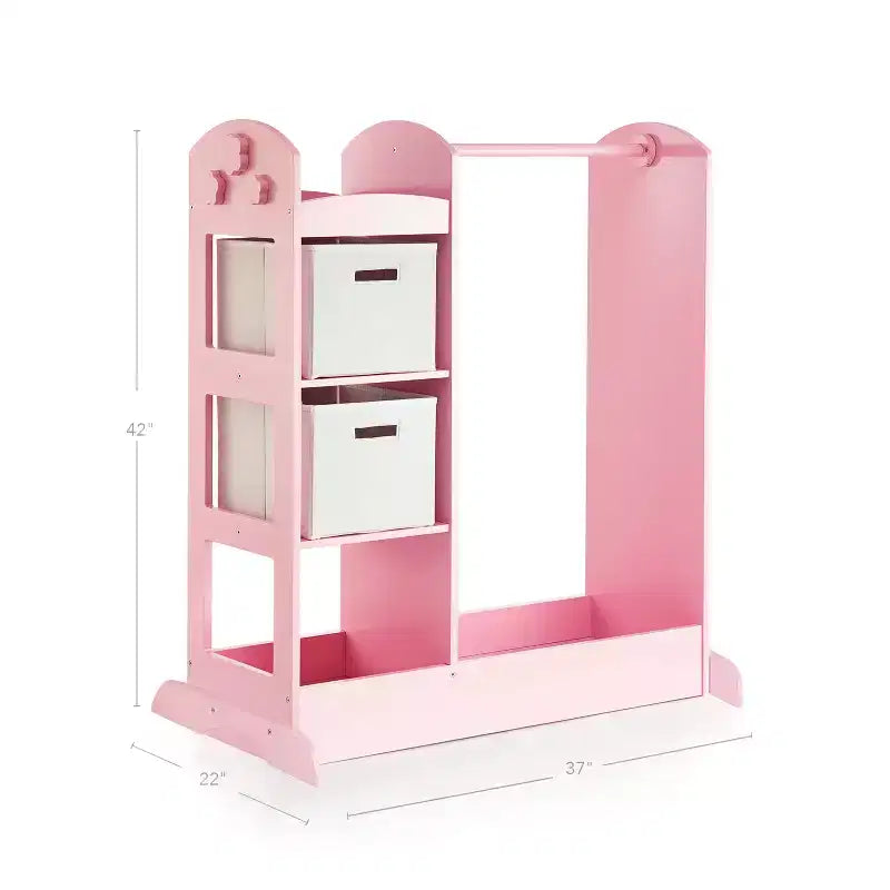 Guidecraft See and Store Dress Up Center: Mobile Porta-Abiti e Costumi per Bambini, Organizzatore Appendibile per Armadio con Specchio e Contenitori