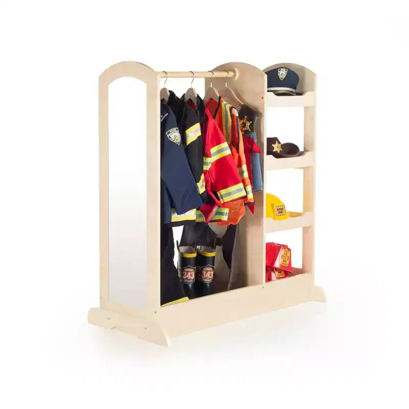 Guidecraft See and Store Dress Up Center: Mobile Porta-Abiti e Costumi per Bambini, Organizzatore Appendibile per Armadio con Specchio e Contenitori