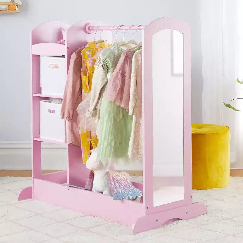 Guidecraft See and Store Dress Up Center: Mobile Porta-Abiti e Costumi per Bambini, Organizzatore Appendibile per Armadio con Specchio e Contenitori
