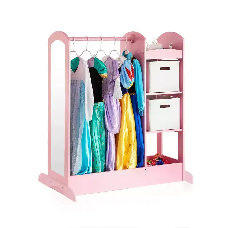 Guidecraft See and Store Dress Up Center: Mobile Porta-Abiti e Costumi per Bambini, Organizzatore Appendibile per Armadio con Specchio e Contenitori