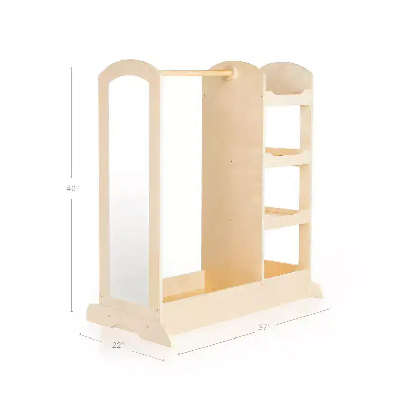 Guidecraft See and Store Dress Up Center: Mobile Porta-Abiti e Costumi per Bambini, Organizzatore Appendibile per Armadio con Specchio e Contenitori