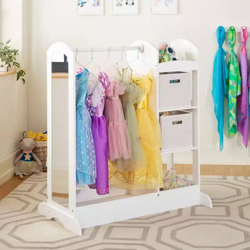 Guidecraft See and Store Dress Up Center: Mobile Porta-Abiti e Costumi per Bambini, Organizzatore Appendibile per Armadio con Specchio e Contenitori