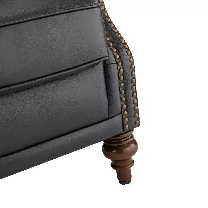 Set di 2 Poltrone Wingback Amanda 33 Larghe in Vera Pelle con Gambe Affusolate in Legno Massiccio e Rivetti | ART OF LIVING DESIGNS