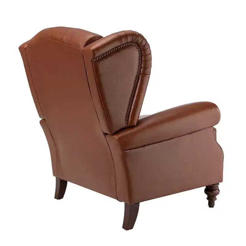 Set di 2 Poltrone Wingback Amanda 33 Larghe in Vera Pelle con Gambe Affusolate in Legno Massiccio e Rivetti | ART OF LIVING DESIGNS