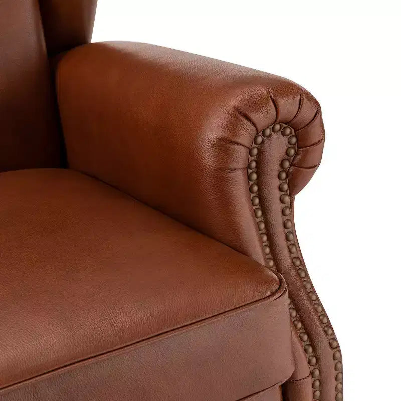 Set di 2 Poltrone Wingback Amanda 33 Larghe in Vera Pelle con Gambe Affusolate in Legno Massiccio e Rivetti | ART OF LIVING DESIGNS