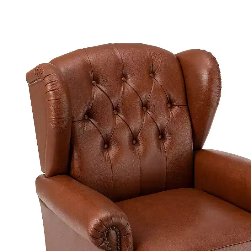 Set di 2 Poltrone Wingback Amanda 33 Larghe in Vera Pelle con Gambe Affusolate in Legno Massiccio e Rivetti | ART OF LIVING DESIGNS