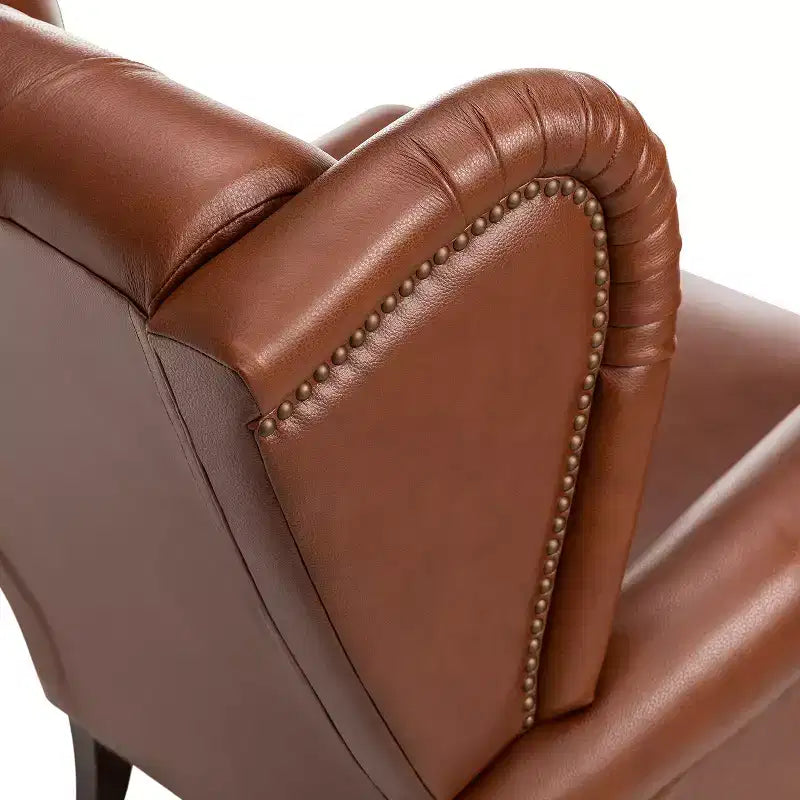 Set di 2 Poltrone Wingback Amanda 33 Larghe in Vera Pelle con Gambe Affusolate in Legno Massiccio e Rivetti | ART OF LIVING DESIGNS