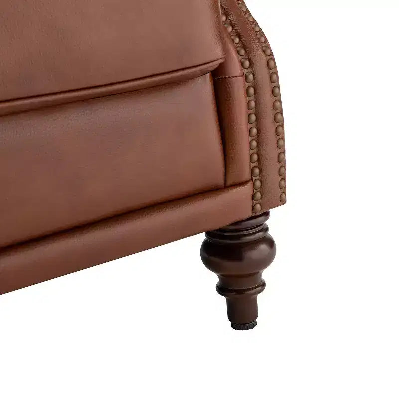 Set di 2 Poltrone Wingback Amanda 33 Larghe in Vera Pelle con Gambe Affusolate in Legno Massiccio e Rivetti | ART OF LIVING DESIGNS