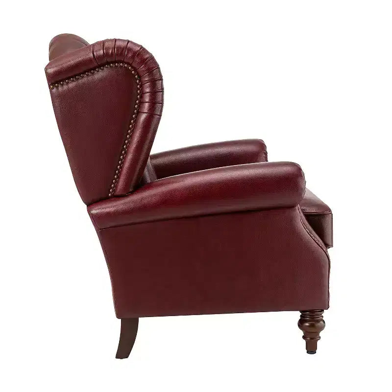Set di 2 Poltrone Wingback Amanda 33 Larghe in Vera Pelle con Gambe Affusolate in Legno Massiccio e Rivetti | ART OF LIVING DESIGNS