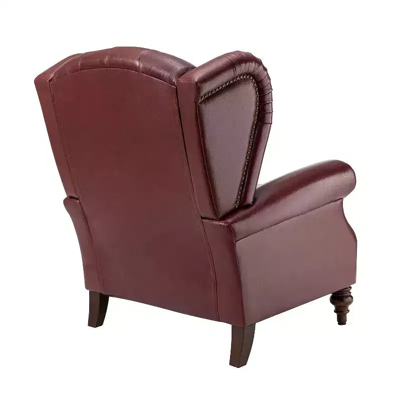 Set di 2 Poltrone Wingback Amanda 33 Larghe in Vera Pelle con Gambe Affusolate in Legno Massiccio e Rivetti | ART OF LIVING DESIGNS