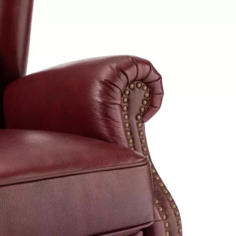 Set di 2 Poltrone Wingback Amanda 33 Larghe in Vera Pelle con Gambe Affusolate in Legno Massiccio e Rivetti | ART OF LIVING DESIGNS