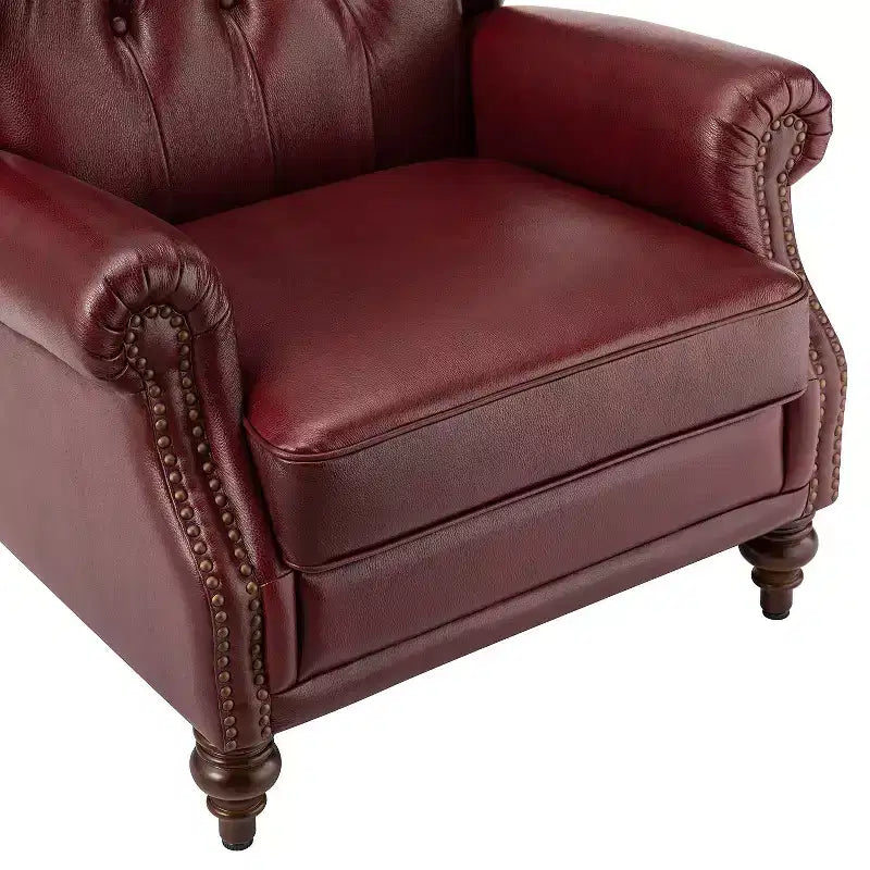 Set di 2 Poltrone Wingback Amanda 33 Larghe in Vera Pelle con Gambe Affusolate in Legno Massiccio e Rivetti | ART OF LIVING DESIGNS