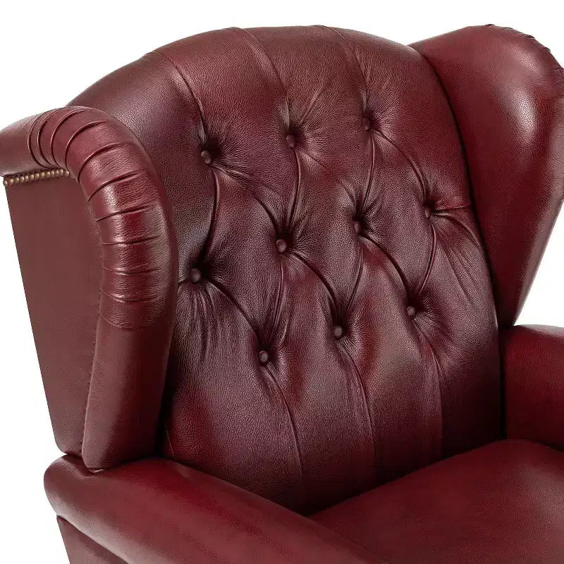 Set di 2 Poltrone Wingback Amanda 33 Larghe in Vera Pelle con Gambe Affusolate in Legno Massiccio e Rivetti | ART OF LIVING DESIGNS