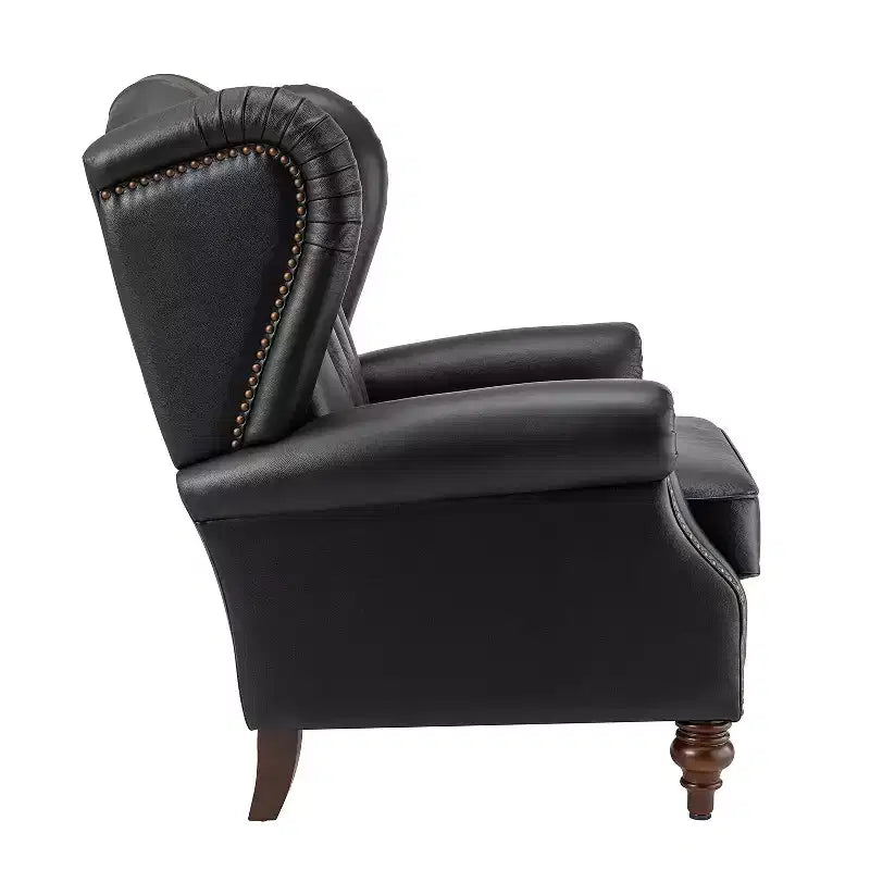 Set di 2 Poltrone Wingback Amanda 33 Larghe in Vera Pelle con Gambe Affusolate in Legno Massiccio e Rivetti | ART OF LIVING DESIGNS