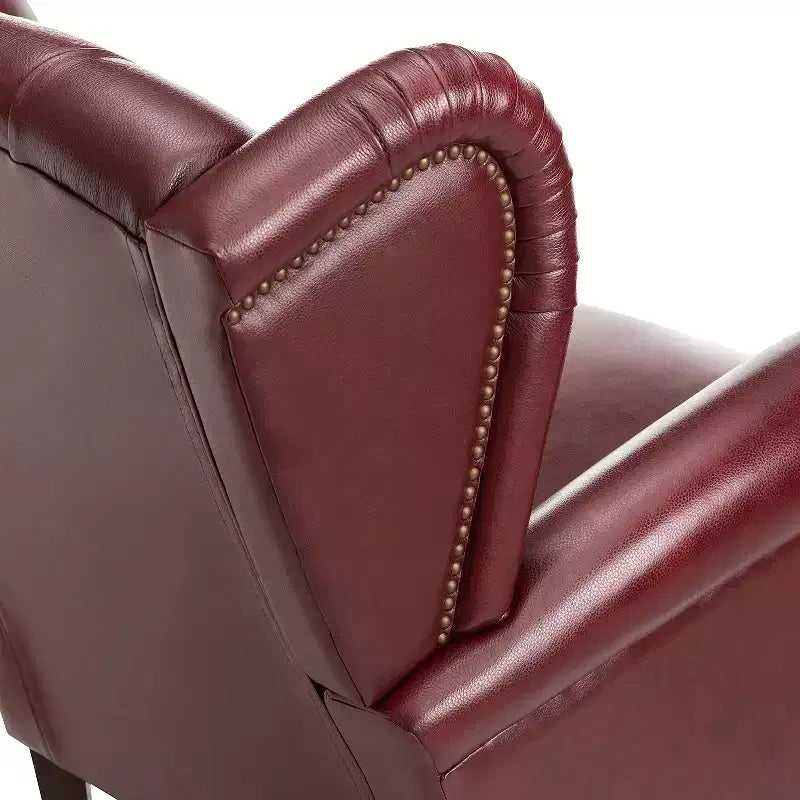 Set di 2 Poltrone Wingback Amanda 33 Larghe in Vera Pelle con Gambe Affusolate in Legno Massiccio e Rivetti | ART OF LIVING DESIGNS