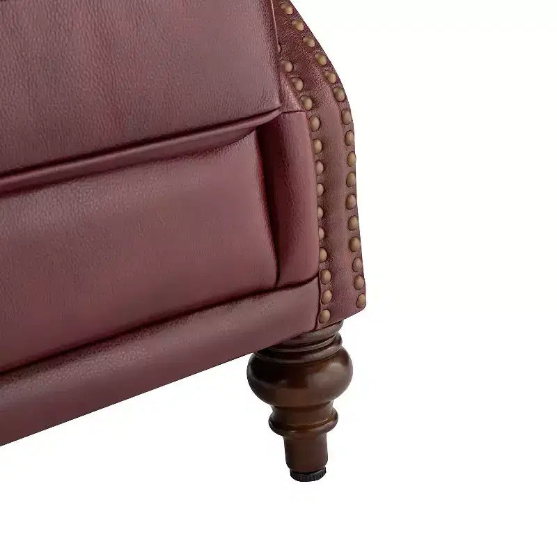 Set di 2 Poltrone Wingback Amanda 33 Larghe in Vera Pelle con Gambe Affusolate in Legno Massiccio e Rivetti | ART OF LIVING DESIGNS