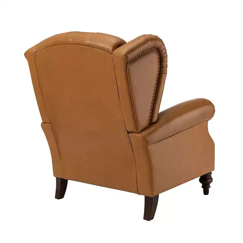 Set di 2 Poltrone Wingback Amanda 33 Larghe in Vera Pelle con Gambe Affusolate in Legno Massiccio e Rivetti | ART OF LIVING DESIGNS
