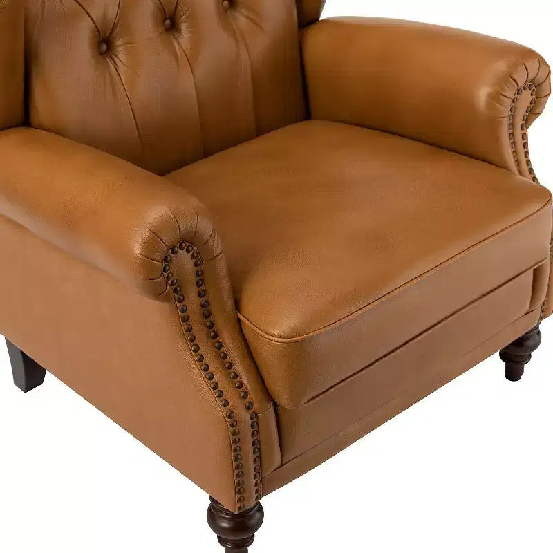 Set di 2 Poltrone Wingback Amanda 33 Larghe in Vera Pelle con Gambe Affusolate in Legno Massiccio e Rivetti | ART OF LIVING DESIGNS