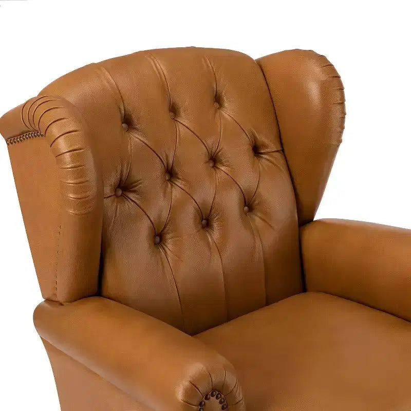 Set di 2 Poltrone Wingback Amanda 33 Larghe in Vera Pelle con Gambe Affusolate in Legno Massiccio e Rivetti | ART OF LIVING DESIGNS