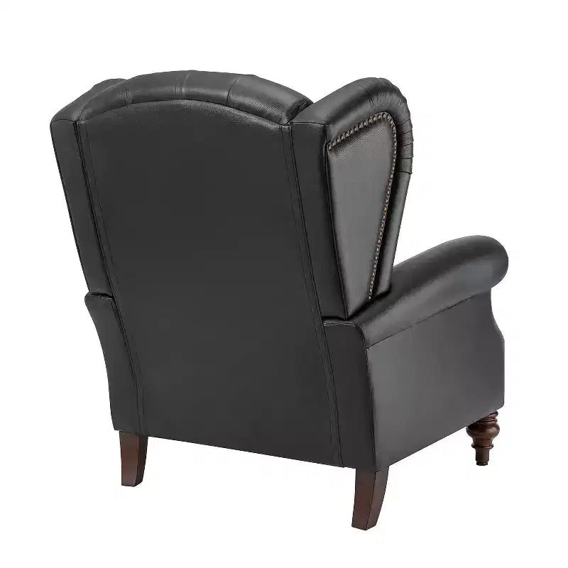 Set di 2 Poltrone Wingback Amanda 33 Larghe in Vera Pelle con Gambe Affusolate in Legno Massiccio e Rivetti | ART OF LIVING DESIGNS