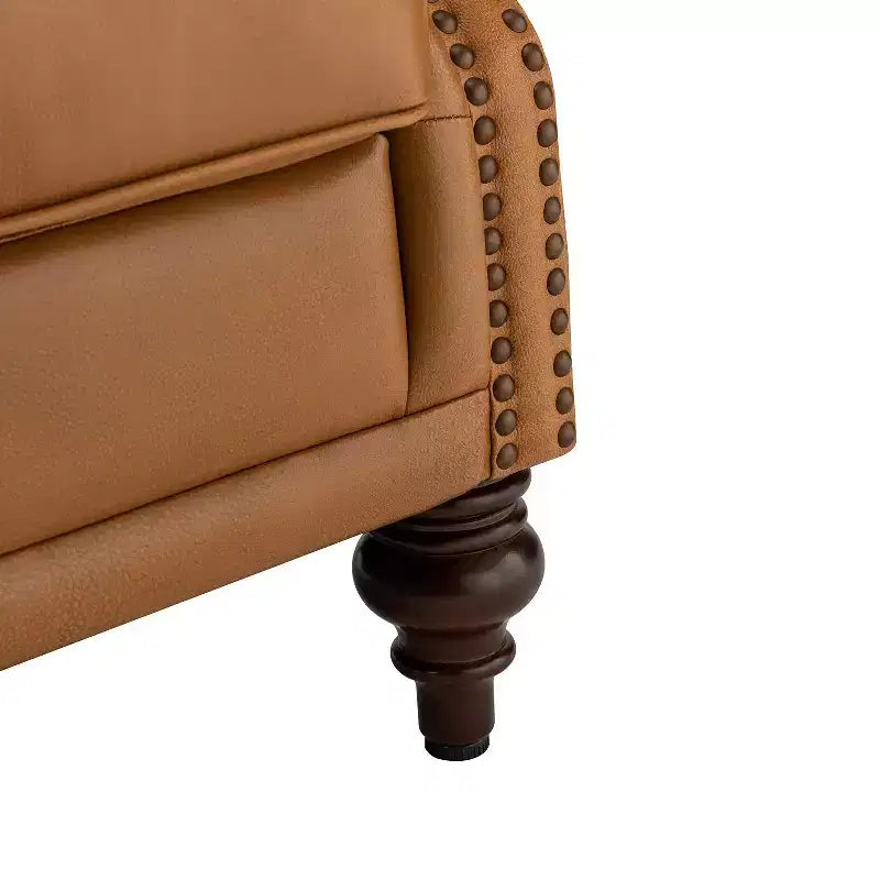 Set di 2 Poltrone Wingback Amanda 33 Larghe in Vera Pelle con Gambe Affusolate in Legno Massiccio e Rivetti | ART OF LIVING DESIGNS