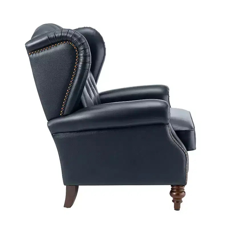 Set di 2 Poltrone Wingback Amanda 33 Larghe in Vera Pelle con Gambe Affusolate in Legno Massiccio e Rivetti | ART OF LIVING DESIGNS