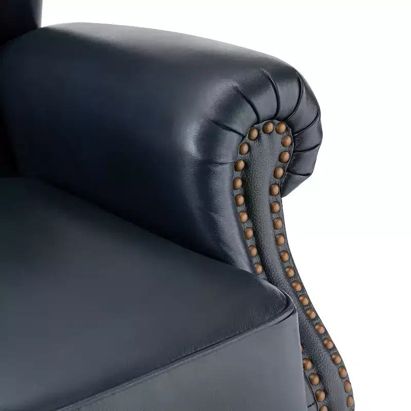Set di 2 Poltrone Wingback Amanda 33 Larghe in Vera Pelle con Gambe Affusolate in Legno Massiccio e Rivetti | ART OF LIVING DESIGNS
