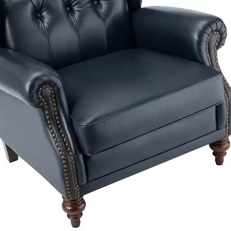 Set di 2 Poltrone Wingback Amanda 33 Larghe in Vera Pelle con Gambe Affusolate in Legno Massiccio e Rivetti | ART OF LIVING DESIGNS