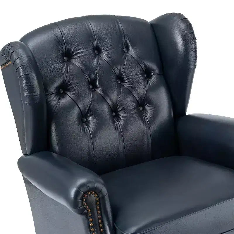 Set di 2 Poltrone Wingback Amanda 33 Larghe in Vera Pelle con Gambe Affusolate in Legno Massiccio e Rivetti | ART OF LIVING DESIGNS
