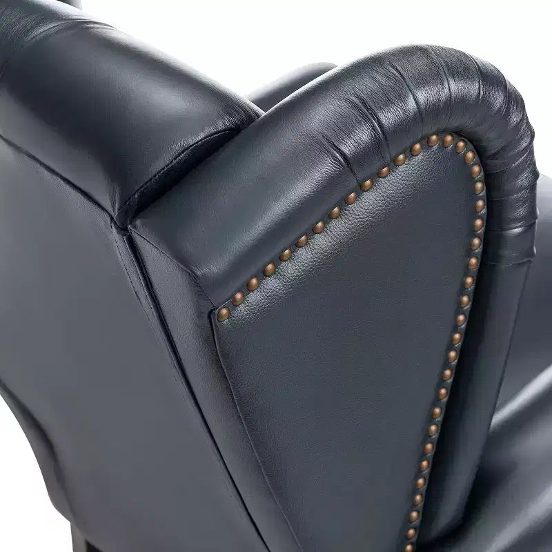 Set di 2 Poltrone Wingback Amanda 33 Larghe in Vera Pelle con Gambe Affusolate in Legno Massiccio e Rivetti | ART OF LIVING DESIGNS