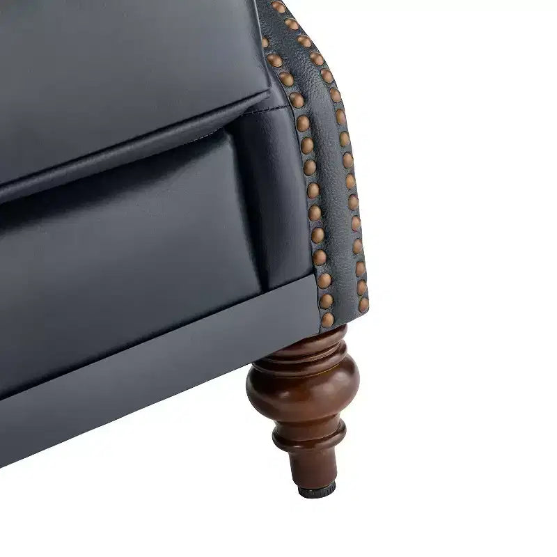 Set di 2 Poltrone Wingback Amanda 33 Larghe in Vera Pelle con Gambe Affusolate in Legno Massiccio e Rivetti | ART OF LIVING DESIGNS