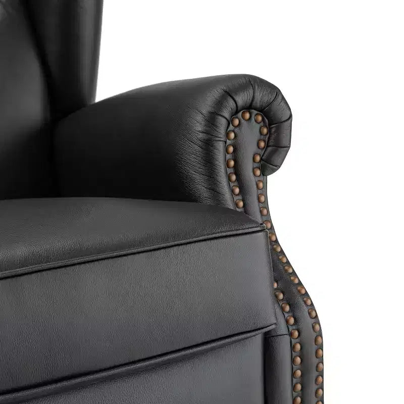 Set di 2 Poltrone Wingback Amanda 33 Larghe in Vera Pelle con Gambe Affusolate in Legno Massiccio e Rivetti | ART OF LIVING DESIGNS