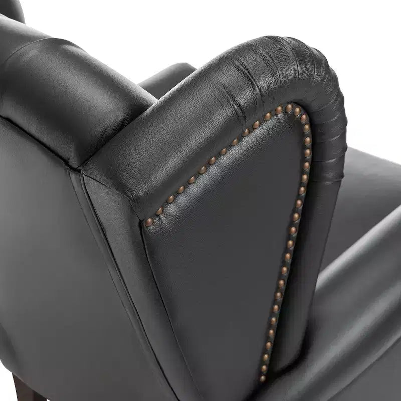 Set di 2 Poltrone Wingback Amanda 33 Larghe in Vera Pelle con Gambe Affusolate in Legno Massiccio e Rivetti | ART OF LIVING DESIGNS