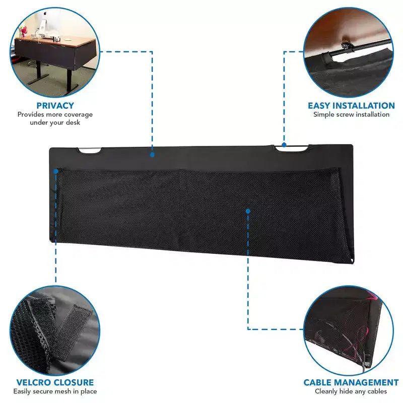 Mount-It! Pannello Privacy Sotto Scrivania per Postazioni di Lavoro Sit-Stand con Gestione Cavi e Tasche Organizzatrici | Gonna Sotto Scrivania | 41 Pollici di Larghezza