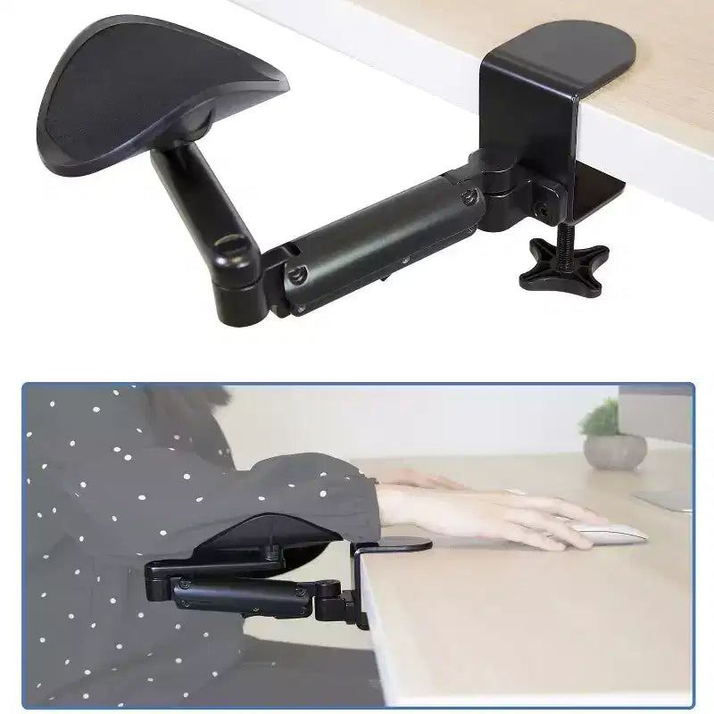 Mount-It! Bracciolo regolabile in altezza da scrivania | Braccio ergonomico da scrivania per computer | Supporto gomito completamente mobile con base a morsetto | Struttura in acciaio | Nero