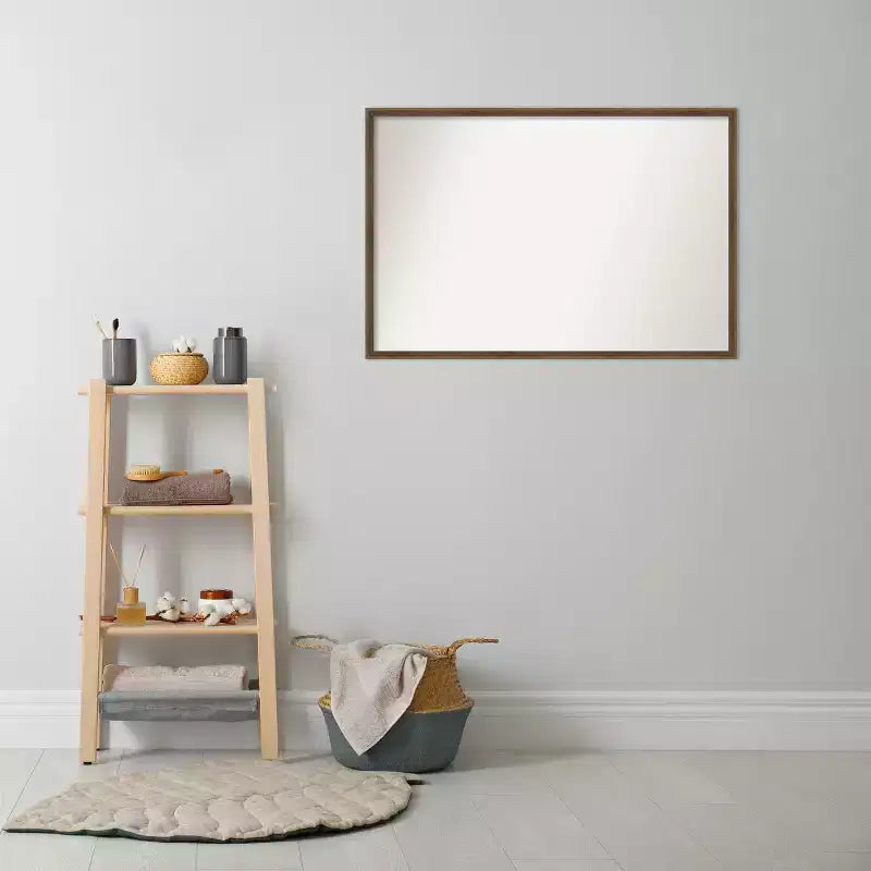 Specchio da bagno da parete in legno Amanti Art Lucie Light Bronze senza smussatura 25 x 37 in.