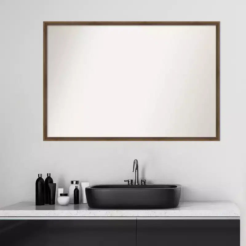 Specchio da bagno da parete in legno Amanti Art Lucie Light Bronze senza smussatura 25 x 37 in.