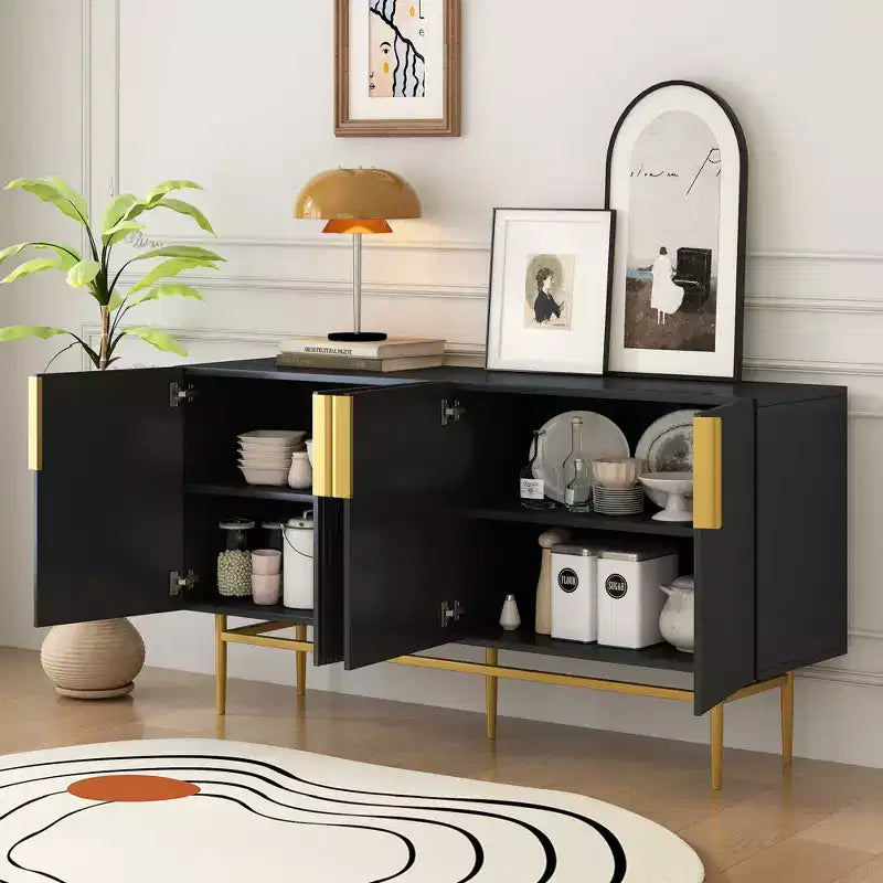 Madia moderna, Credenza con maniglie e gambe in metallo-ModernLuxe